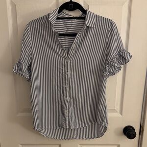 beachlunchlounge Blue and White Striped Button Down Shirt